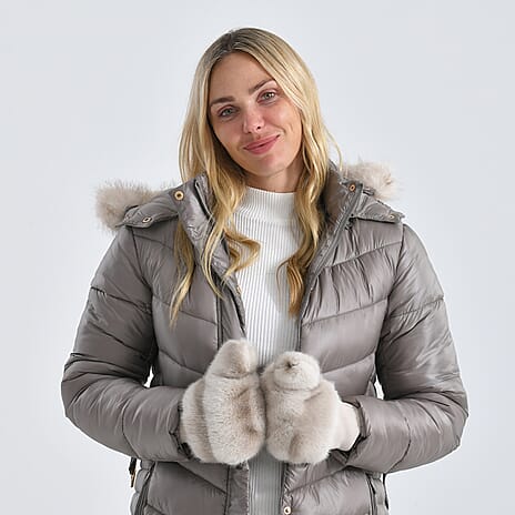 Styled By Super Cozy Faux Fur Mittens (24 x 12 cm, One Size) - Beige