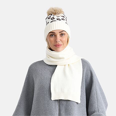 Styled By Two Piece Set Hat and Scarf - Cream