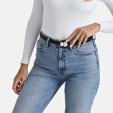 Reversible Genuine Leather Belt (Size M, 107Cm) - Black