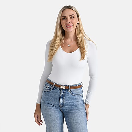 Reversible Genuine Leather Belt (Size M, 107Cm) - Brown