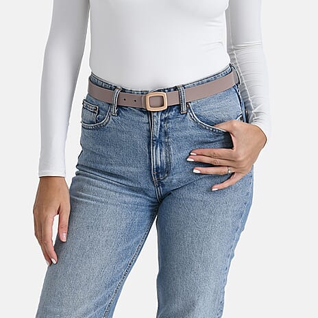 Genunine Leather Belt (Size M, 107 cm) - Beige