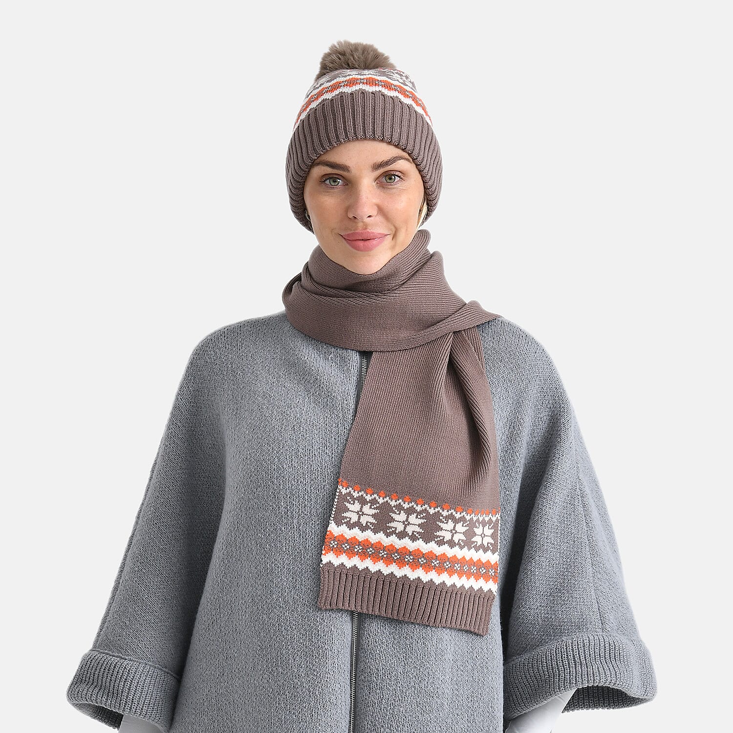 Styled By 2 Piece Set Hat - Scarf - Brown