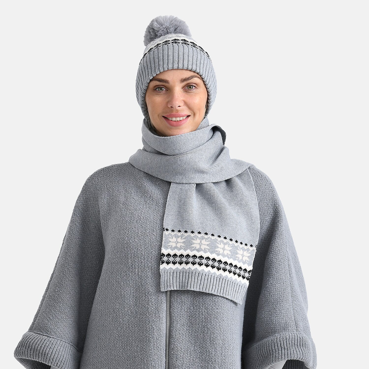 Styled By 2 Piece Set Hat - Scarf - Grey