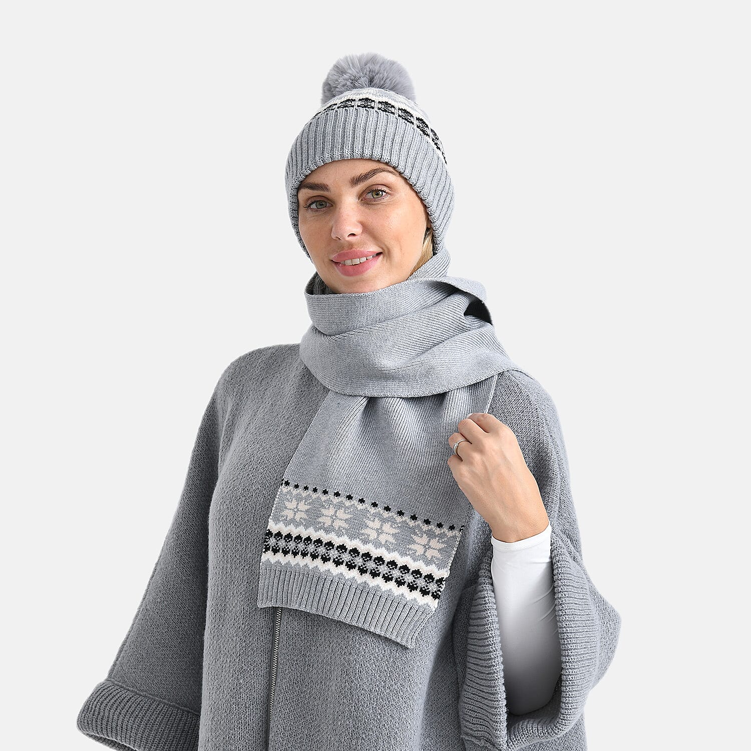 Styled By 2 Piece Set Hat - Scarf - Grey