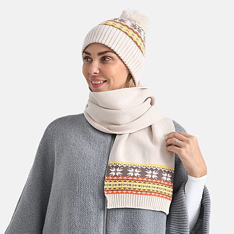 BRAND NEW LAUNCH - MUST HAVE -Styled By Set of 2 Hat - Scarves - Beige