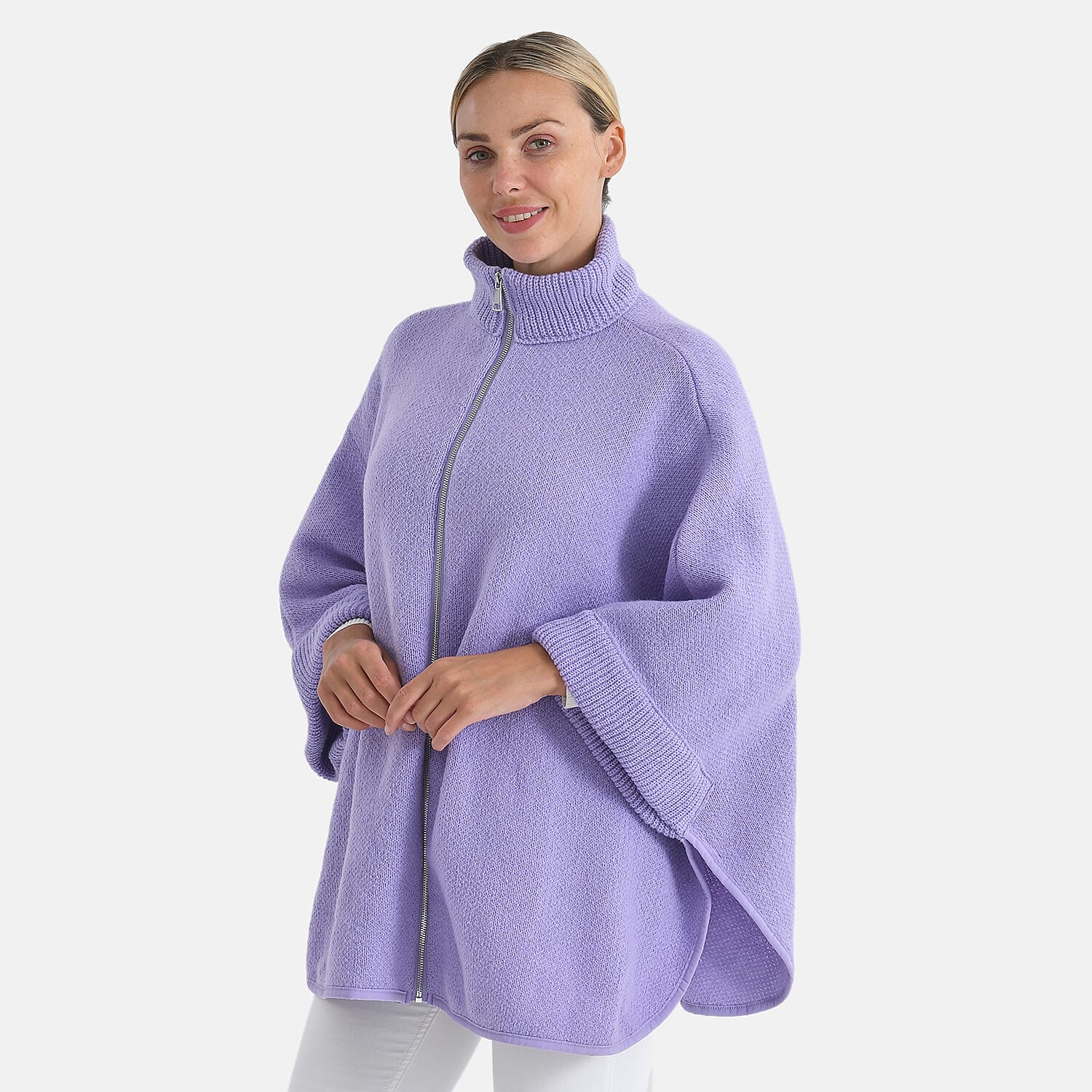 - Maisi High-Tie Zipper Jacket-Cardigan (One Size 8 to 26) - Purple