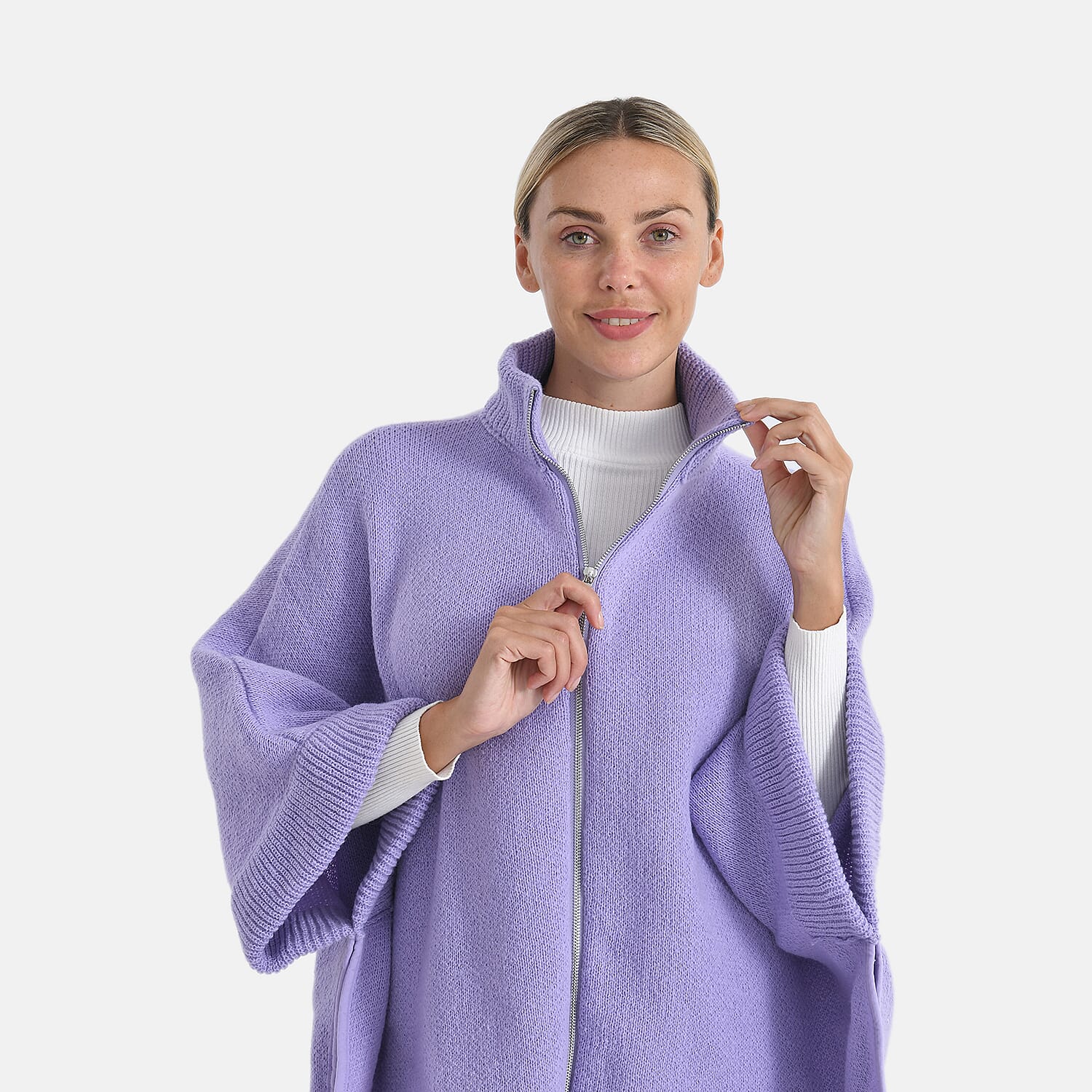 - Maisi High-Tie Zipper Jacket-Cardigan (One Size 8 to 26) - Purple