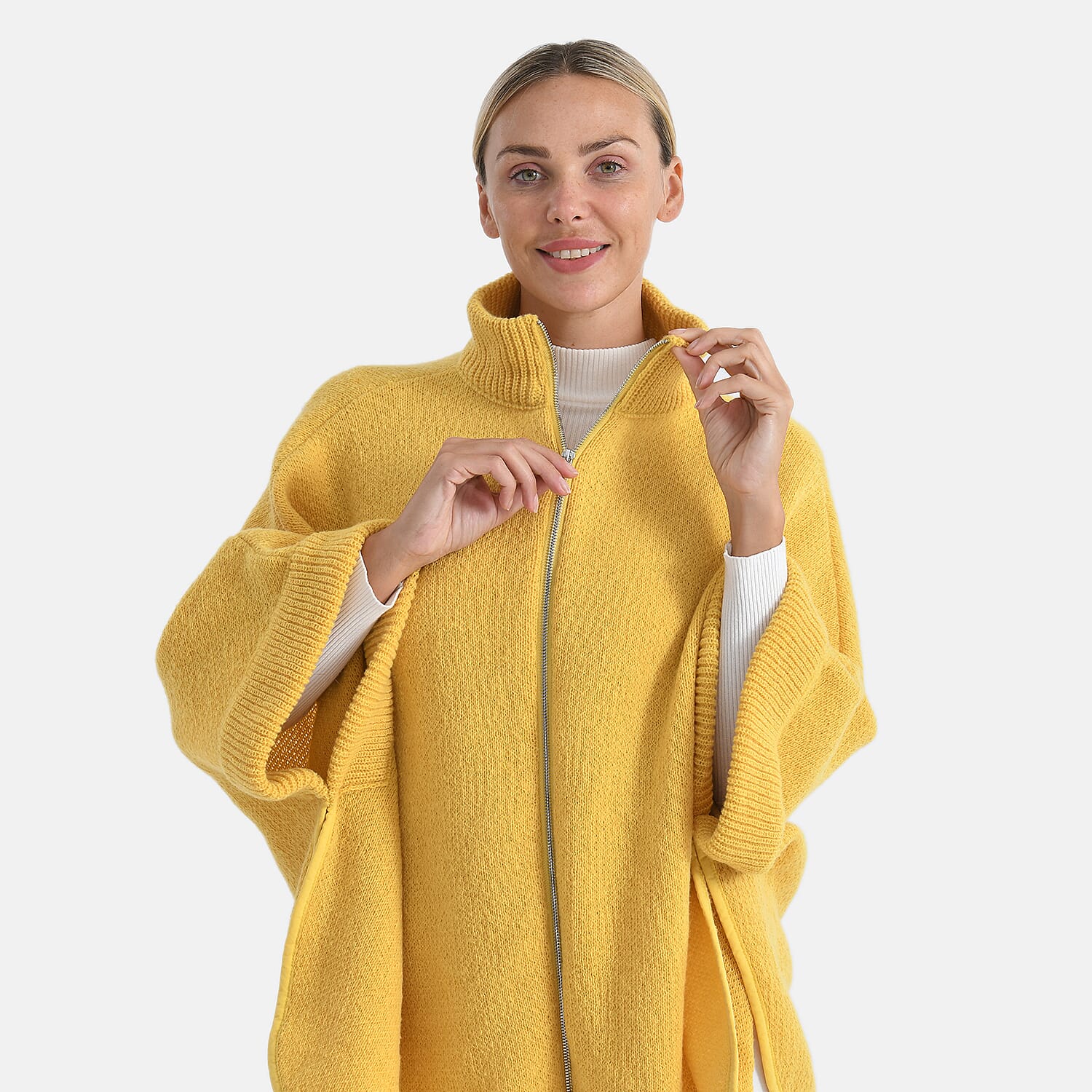 - Maisi High-Tie Zipper  Jacket-Cardigan (One Size 8 to 26) Yellow