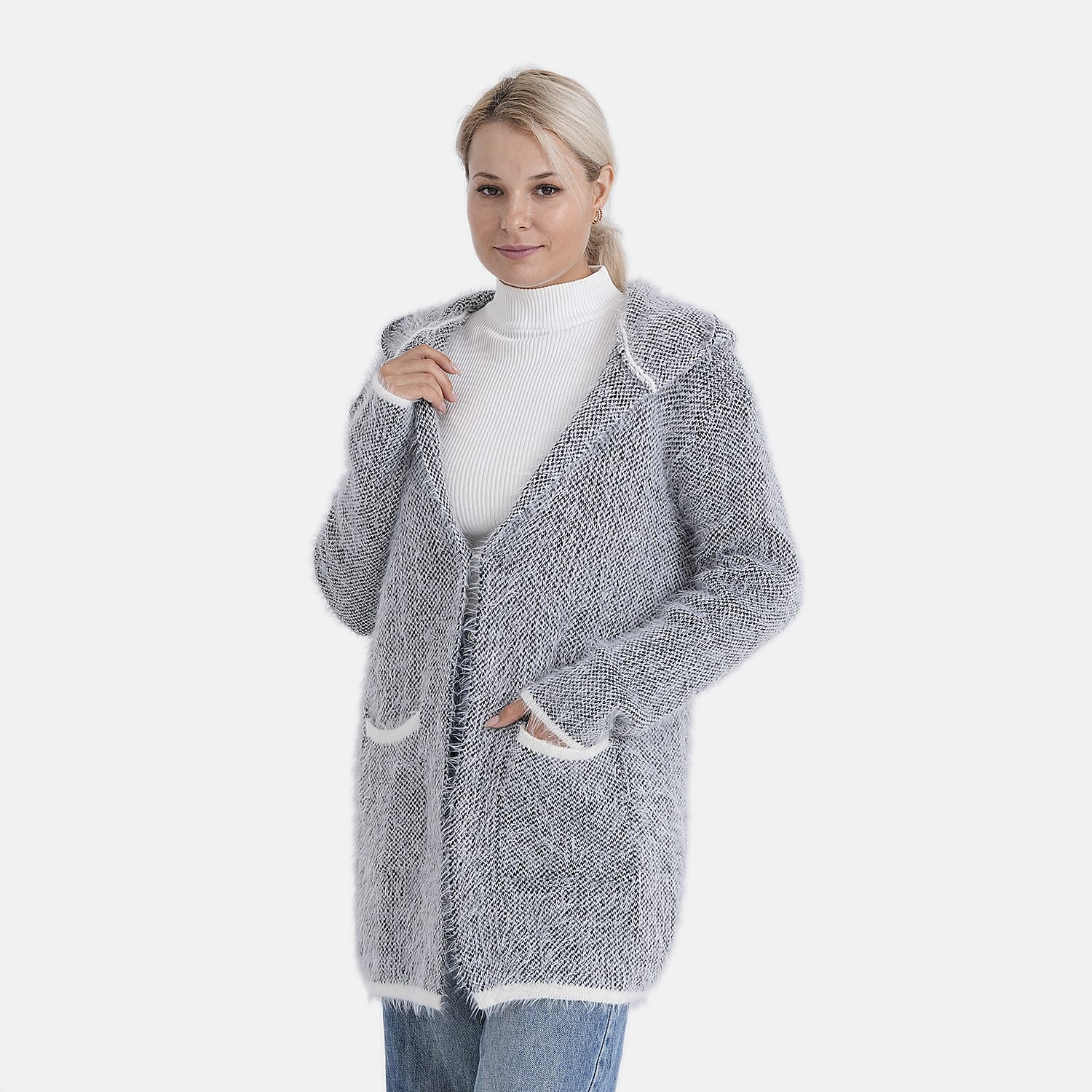 - Maisi Patterned Coatigan (Free Size, 8 to 20) - Black