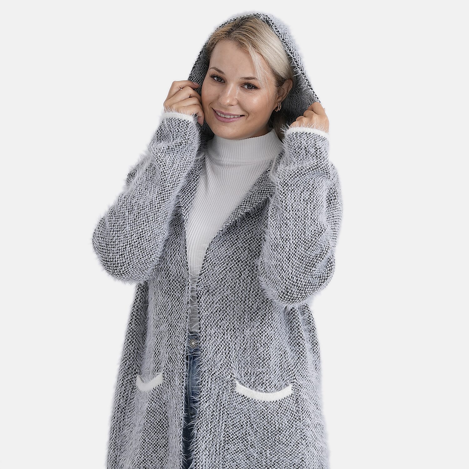 - Maisi Patterned Coatigan (Free Size, 8 to 20) - Black