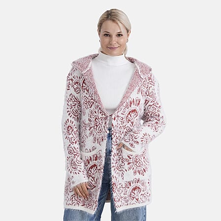 - Maisi Patterned Coatigan (Free Size, 8 to 18) - Red - White