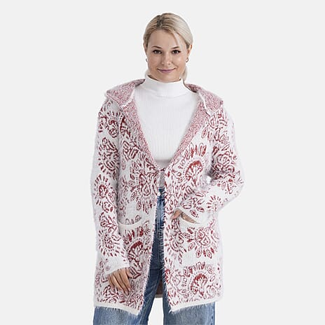 - Maisi Patterned Coatigan (Free Size, 8 to 20) - Red - White