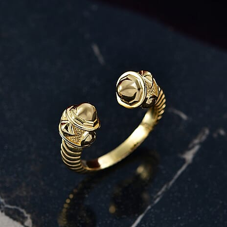 Designer Inspired - Sterling Silver Ring in Yellow Gold Plating