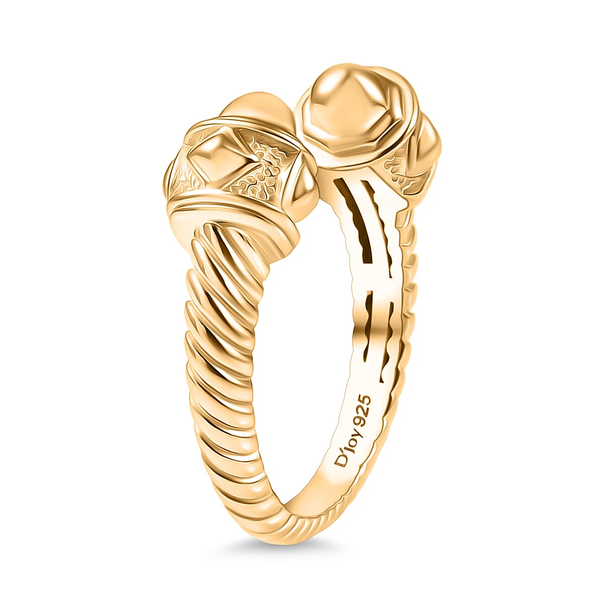 Designer Inspired - Sterling Silver Ring in Yellow Gold Plating