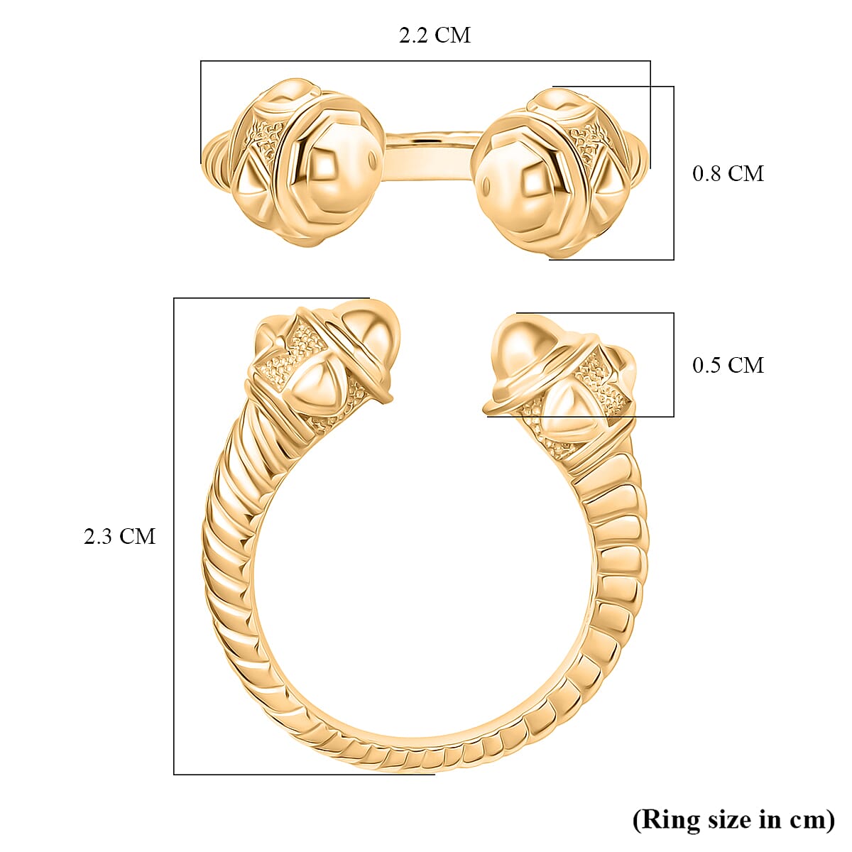 Designer Inspired - Sterling Silver Ring in Yellow Gold Plating