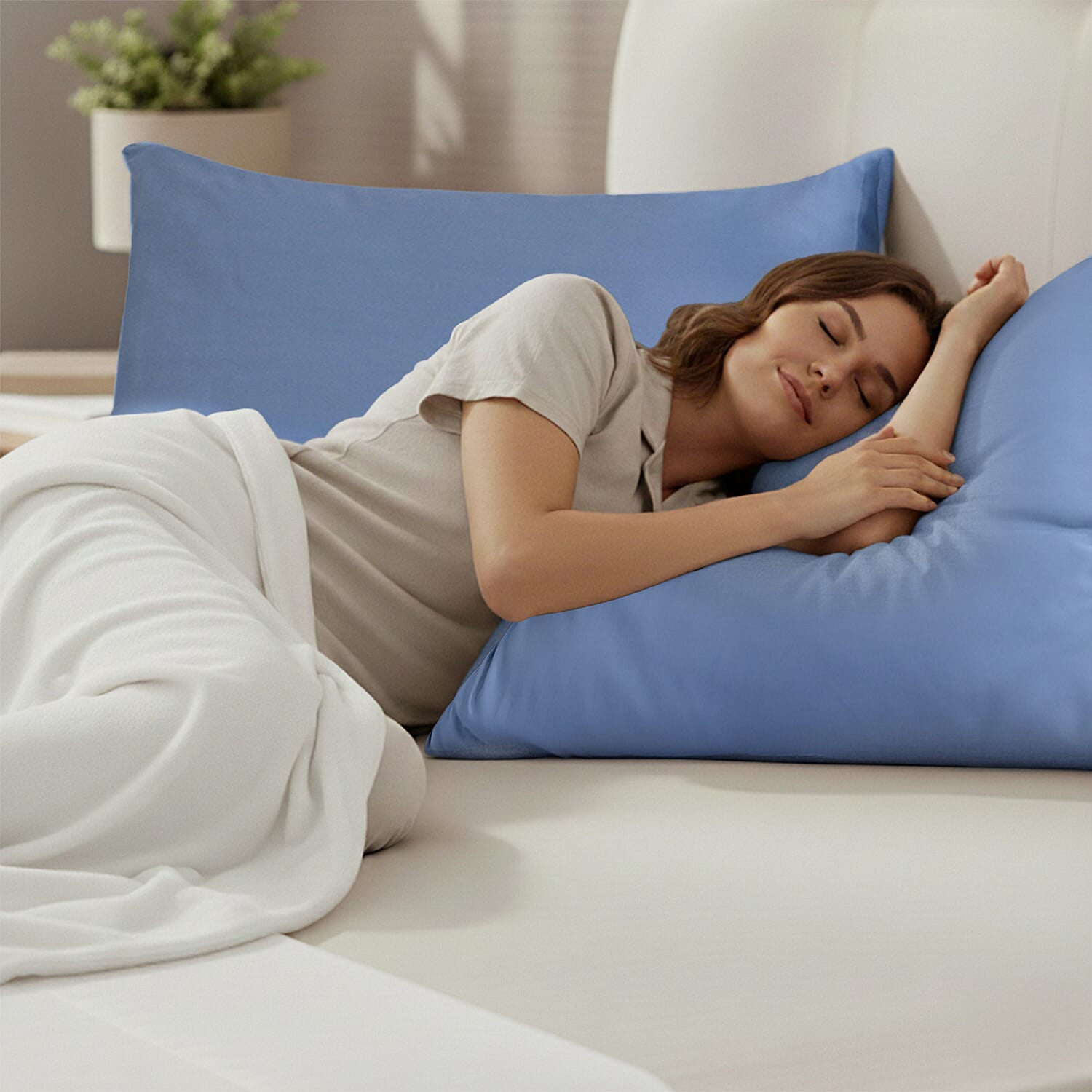 Set of 2 Luxury 100% Bamboo Pillowcases - Blue