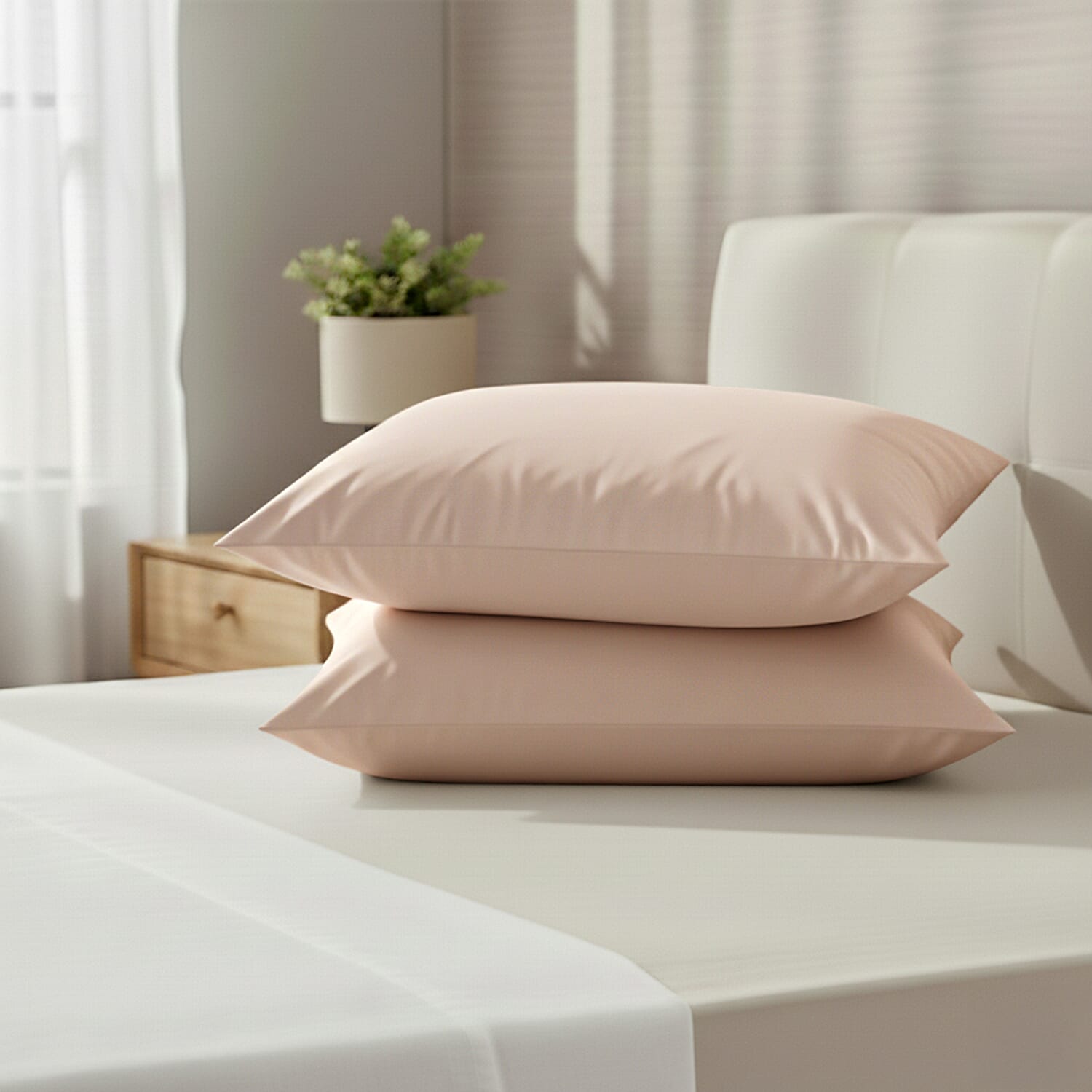 Set of 2 Luxury 100% Bamboo Pillowcases - Champagne