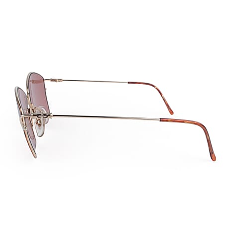 Dior Designer Unisex Rectangular Gold Sunglasses - Pink