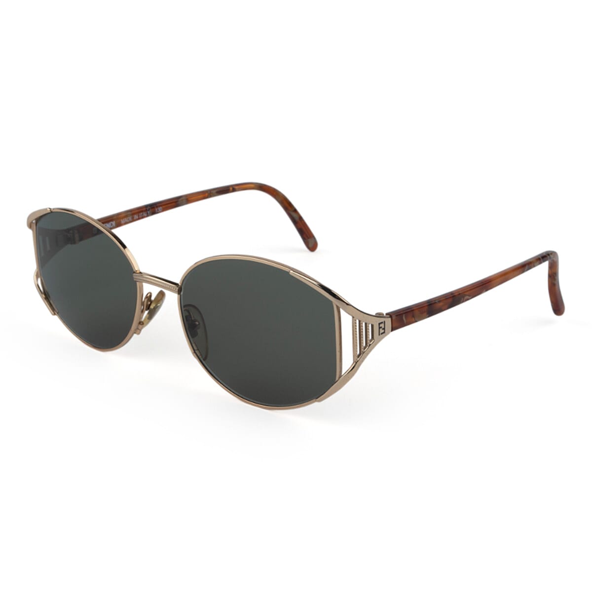 Fendi Designer Oversized Gold Metal Sunglasses with Green Lenses