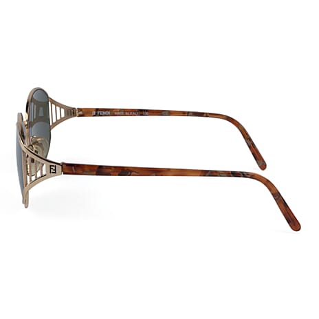 Fendi Designer Oversized Gold Metal Sunglasses with Green Lenses