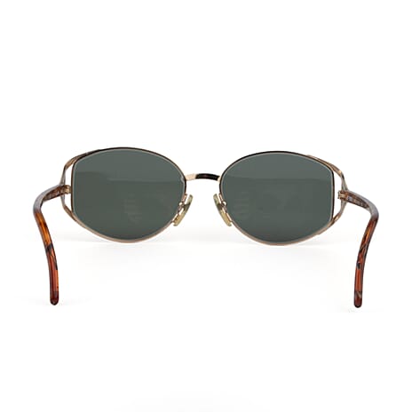 Fendi Designer Oversized Gold Metal Sunglasses with Green Lenses