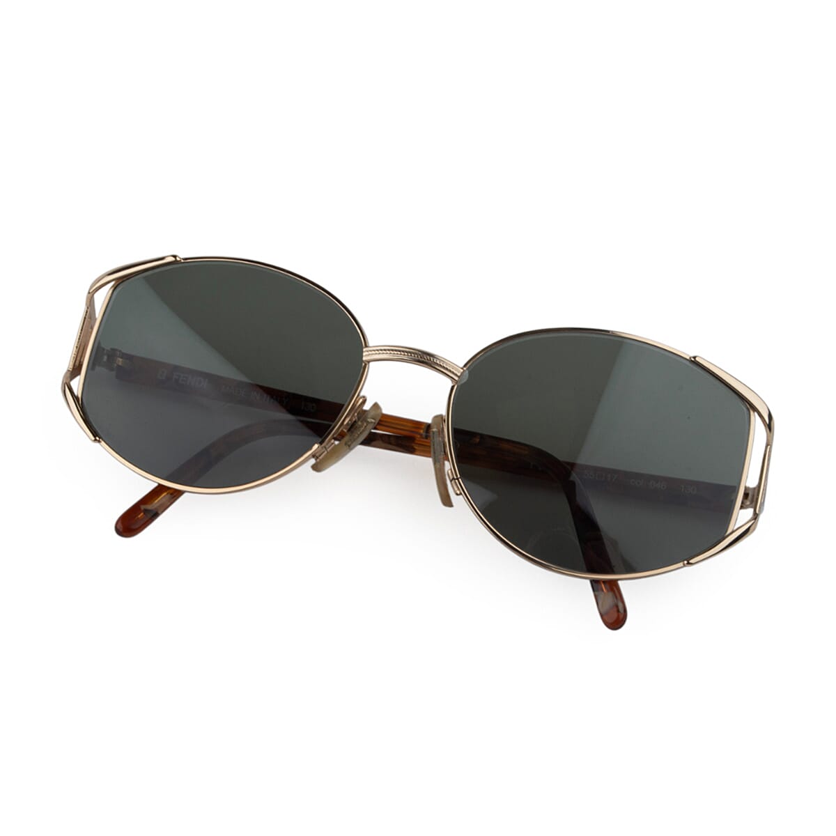 Fendi Designer Oversized Gold Metal Sunglasses with Green Lenses