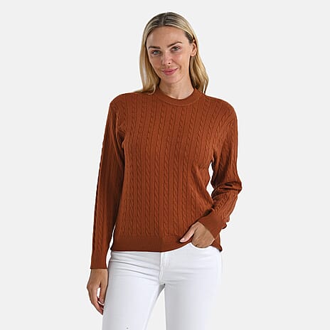 Designer Inspired - Maisi Cable Knit Jumper (Size M) - Brown