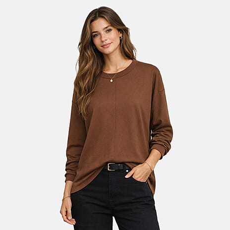 La Marey Super Soft Brushed Top (Size - S-M) - Chocolate