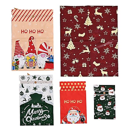 Set of 30 Christmas Drawstring  PE Gift Bags - Multicolour