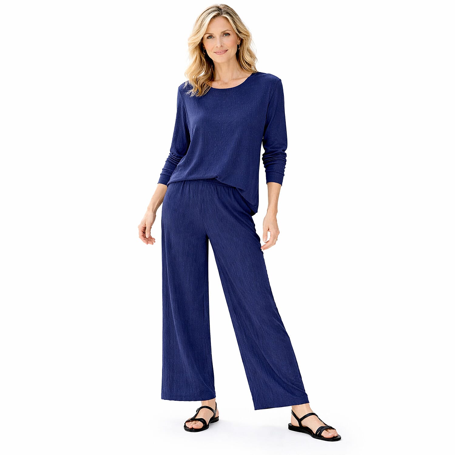 La Marey Soft Touch Textured Stretch Trousers (Size S, 8 to 10) - Navy