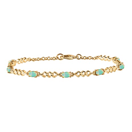 Ethiopian Opal Line Bracelet 1 Row (Size 7.5) in Yellow Gold Plated 1.22 Ct.