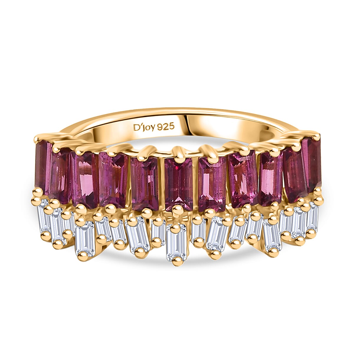 THE DESIGNER INSPIRED - D'Joy Rhodolite Garnet, White Topaz Fancy Ring Sterling Silver  2.180  Ct.