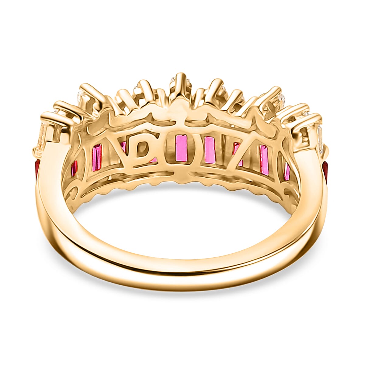 THE DESIGNER INSPIRED - D'Joy Rhodolite Garnet, White Topaz Fancy Ring Sterling Silver  2.180  Ct.