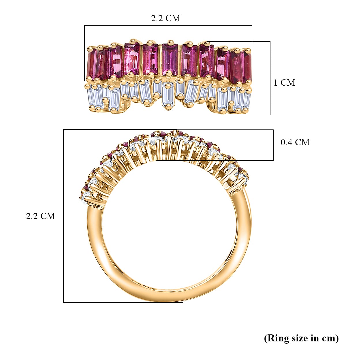 THE DESIGNER INSPIRED - D'Joy Rhodolite Garnet, White Topaz Fancy Ring Sterling Silver  2.180  Ct.