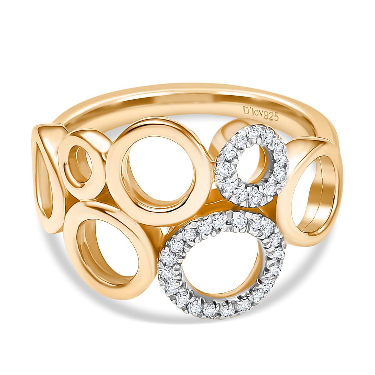 D'Joy Moissanite Two-Tone Bubble Ring in Sterling Silver