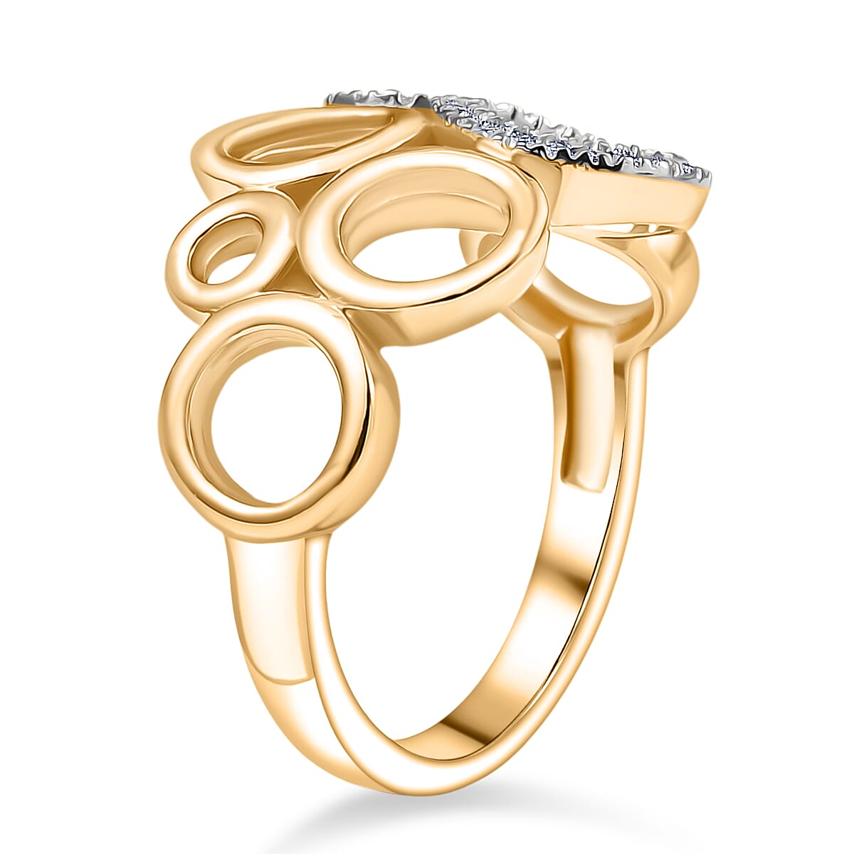 D'Joy Moissanite Two-Tone Bubble Ring in Sterling Silver