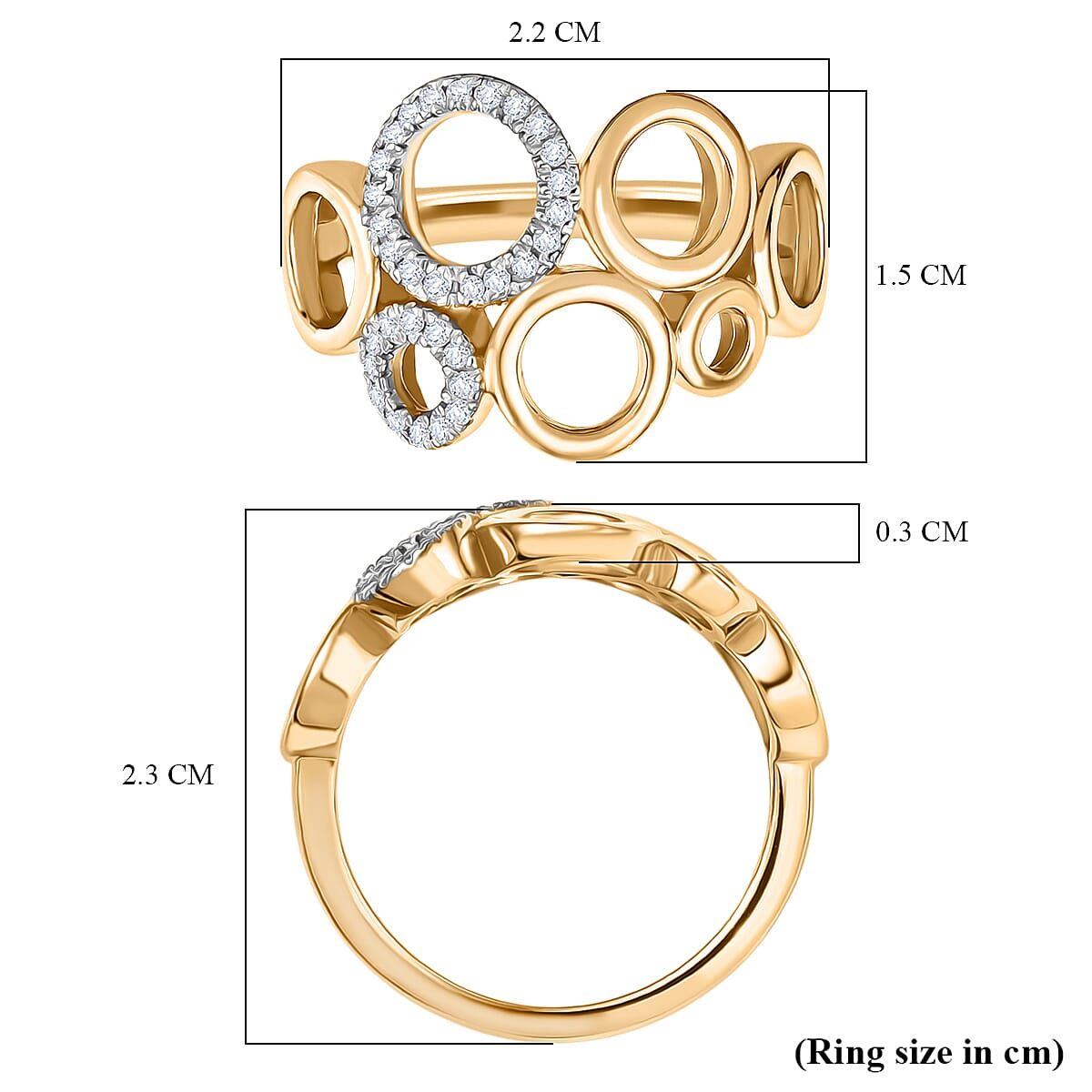 D'Joy Moissanite Two-Tone Bubble Ring in Sterling Silver