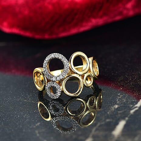 D'Joy Moissanite Two-Tone Bubble Ring in Sterling Silver