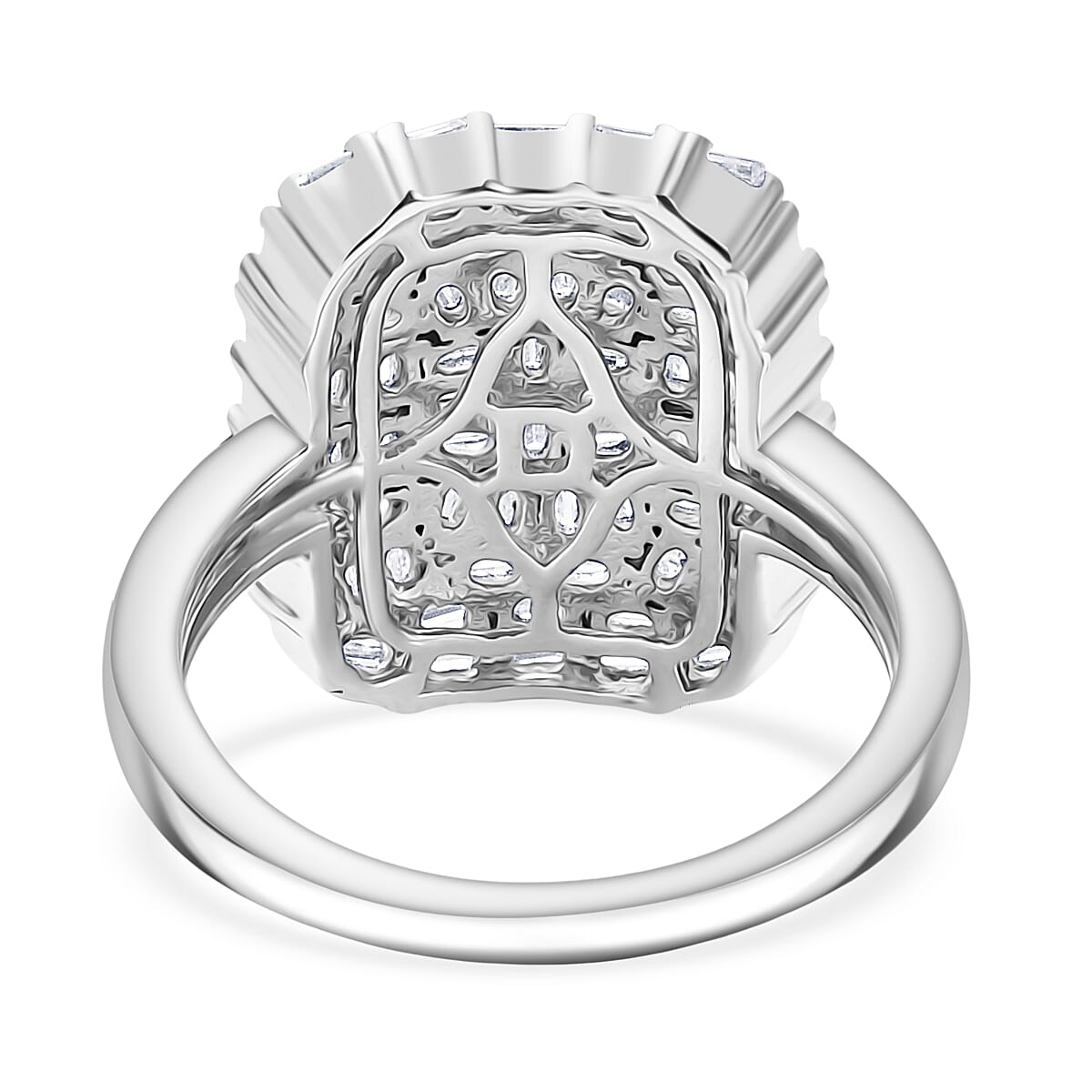 D'Joy Moissanite Firecracker Ring in Rhodium Overlay Sterling Silver