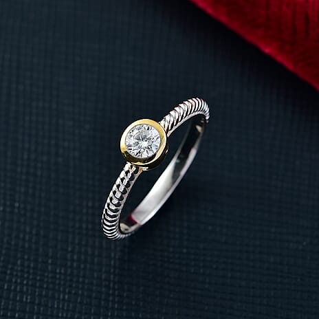 D'Joy Moissanite Solitaire Ring Sterling Silver