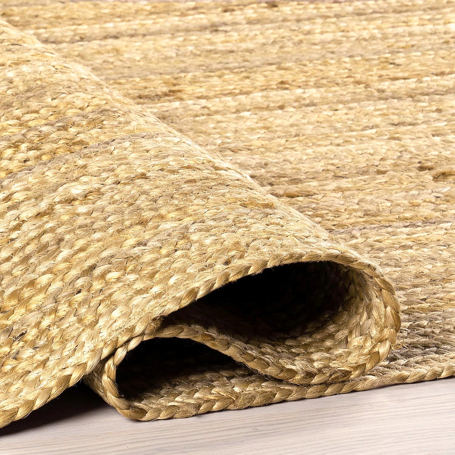 Natural Jute IBO Cream Round Rug (80x80cm) - Light Brown