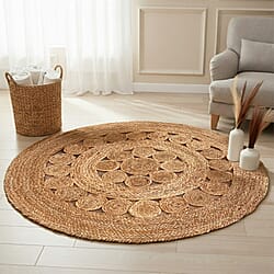 Natural Jute Round Rug (82x80cm) - Dark Brown