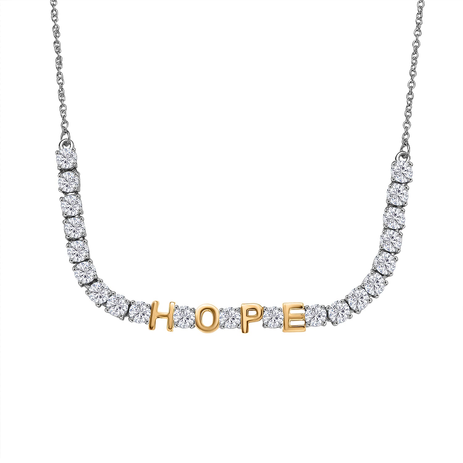 D'Joy Moissanite Fancy Necklace (Size - 20) Sterling Silver  3.339  Ct.