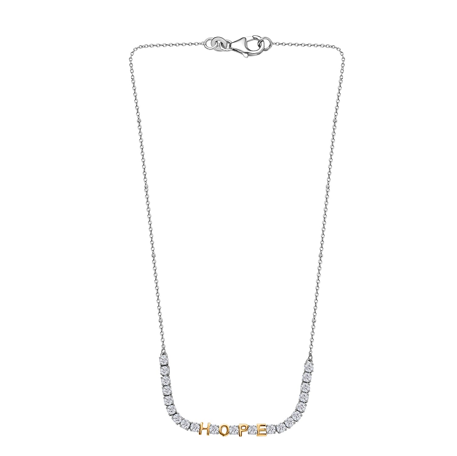 D'Joy Moissanite Fancy Necklace (Size - 20) Sterling Silver  3.339  Ct.