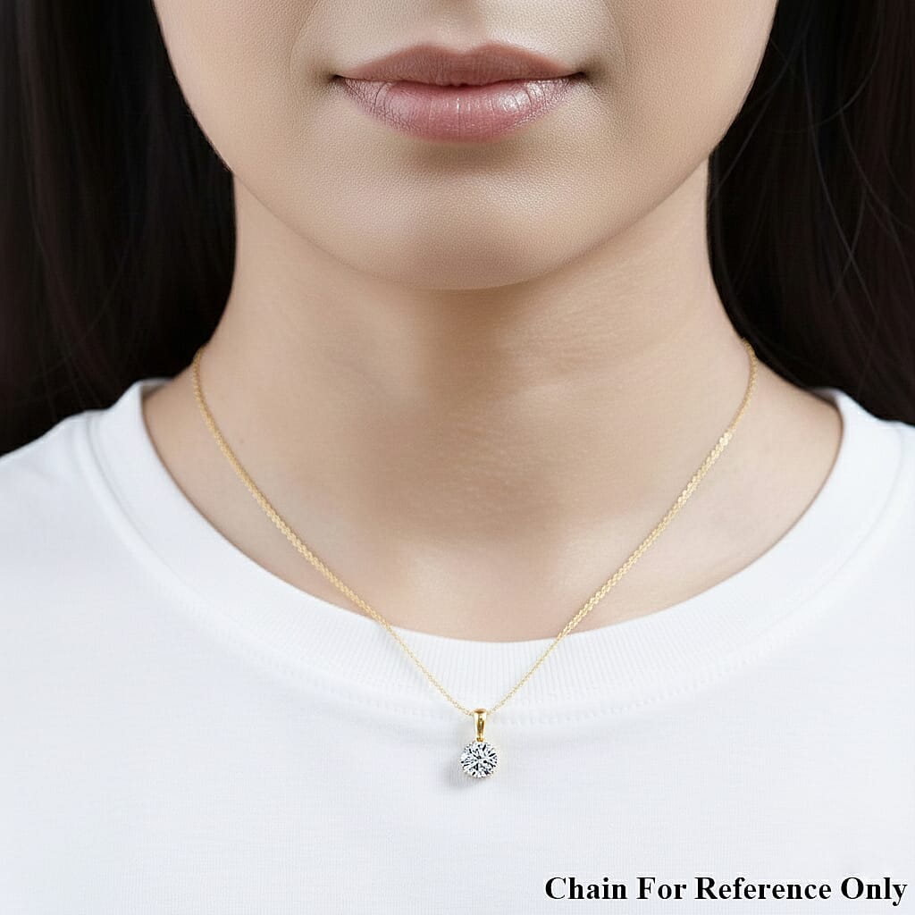 Rachel Galley 9K Yellow Gold VS Lab Grown Diamond EF, VS Solitaire Pendant, Gold Wt.0.8 Gms  1.035  Ct.