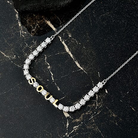 Moissanite Fancy Necklace (Size - 20) Sterling Silver  3.339  Ct.