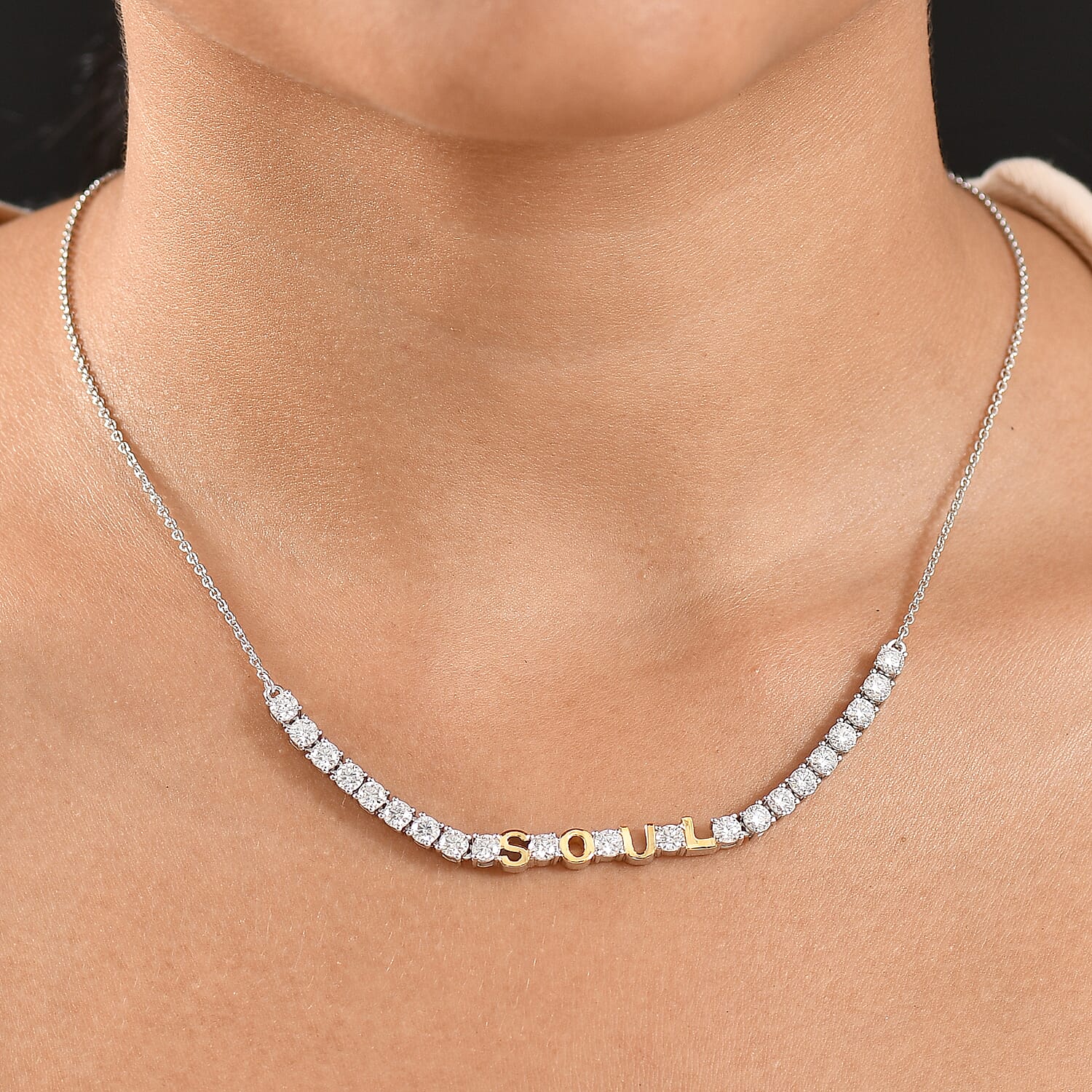 Moissanite Fancy Necklace (Size - 20) Sterling Silver  3.339  Ct.