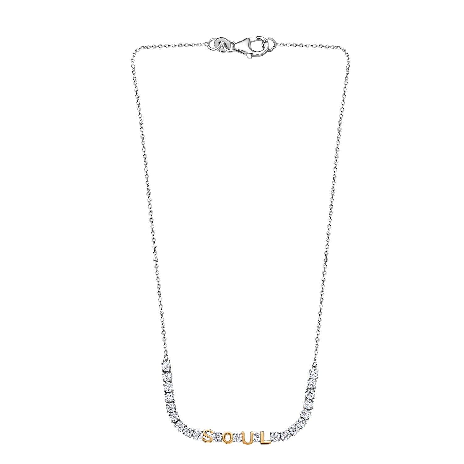 Moissanite Fancy Necklace (Size - 20) Sterling Silver  3.339  Ct.