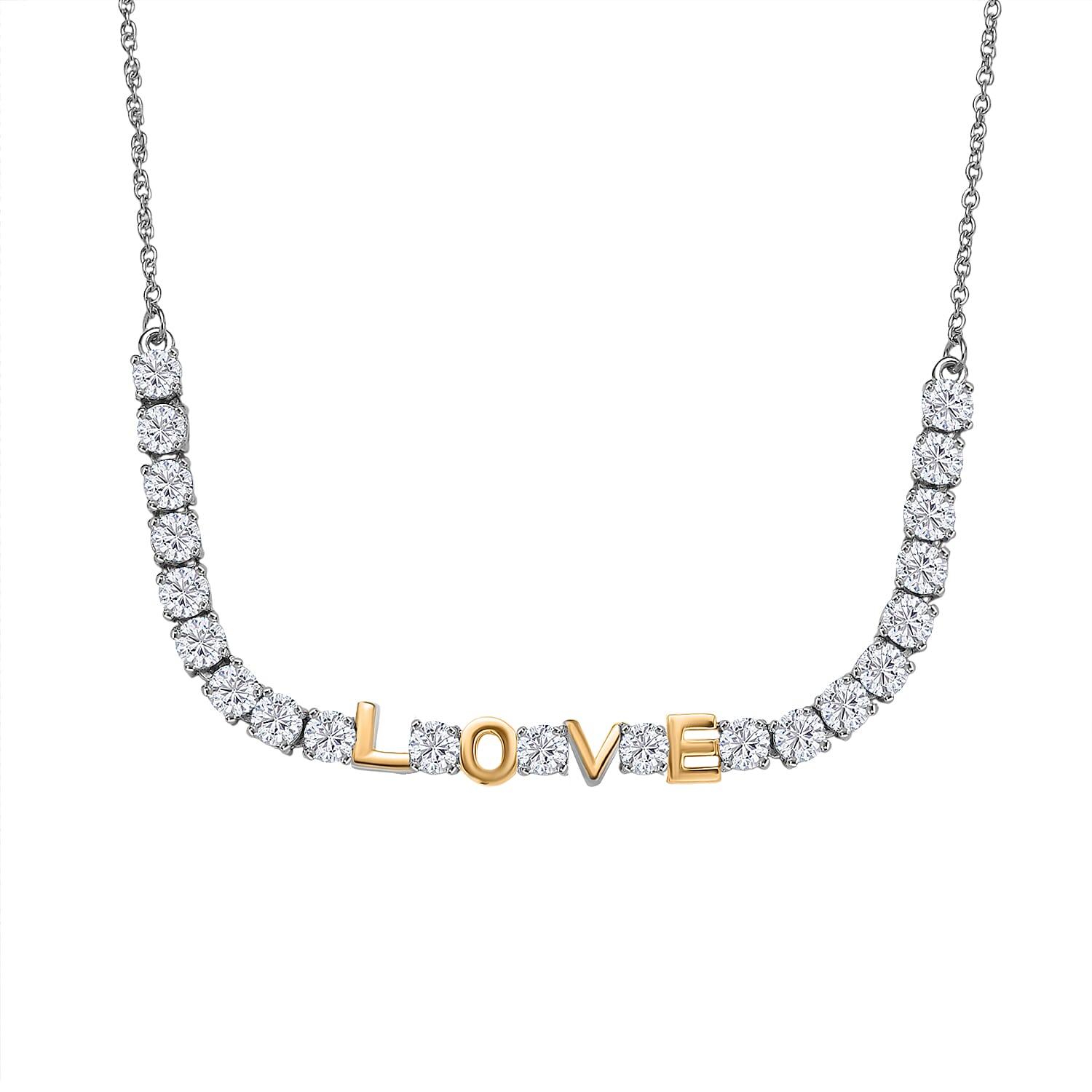 D'Joy Moissanite Fancy Necklace (Size - 20) Sterling Silver  3.180  Ct.