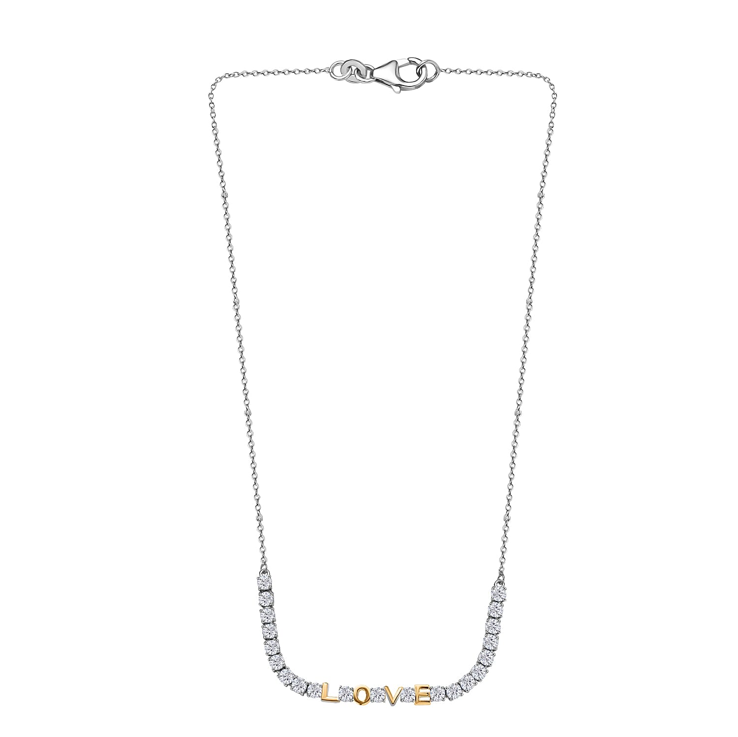 D'Joy Moissanite Fancy Necklace (Size - 20) Sterling Silver  3.180  Ct.